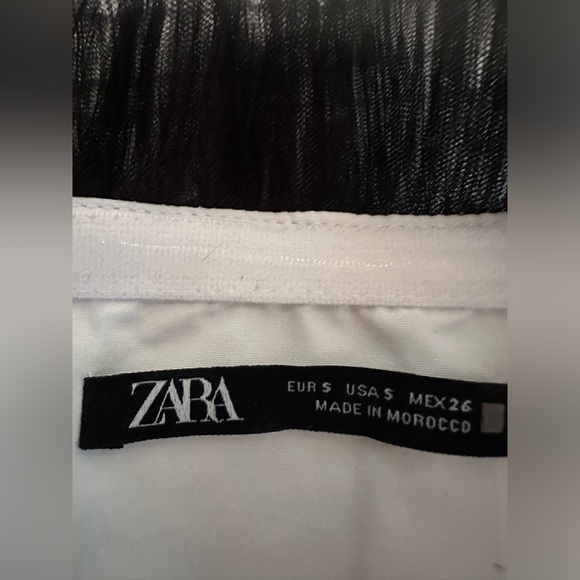 Zara white cropped bustier strapless top with black tulle detail - Picture 8 of 9